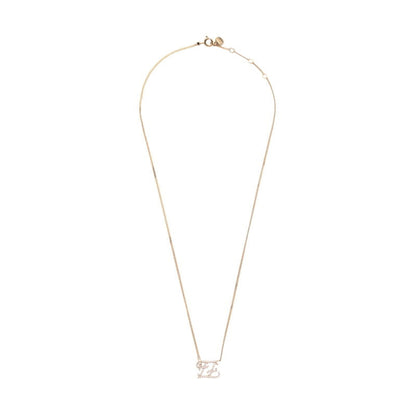 Fendi Karligraphy Logo Crystal Gold Metal Necklace