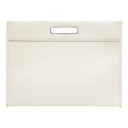 Fendi Logo 2-Way Smooth Ivory Leather Tote Bag