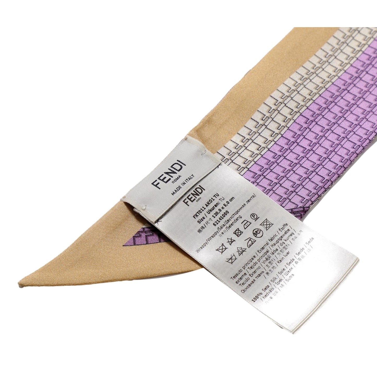Fendi Logo Print Lilac and Beige Women's Wrappy Sillk Scarf