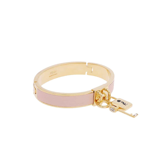 Fendi Master Key Light Rose Leather Gold Medium Bracelet