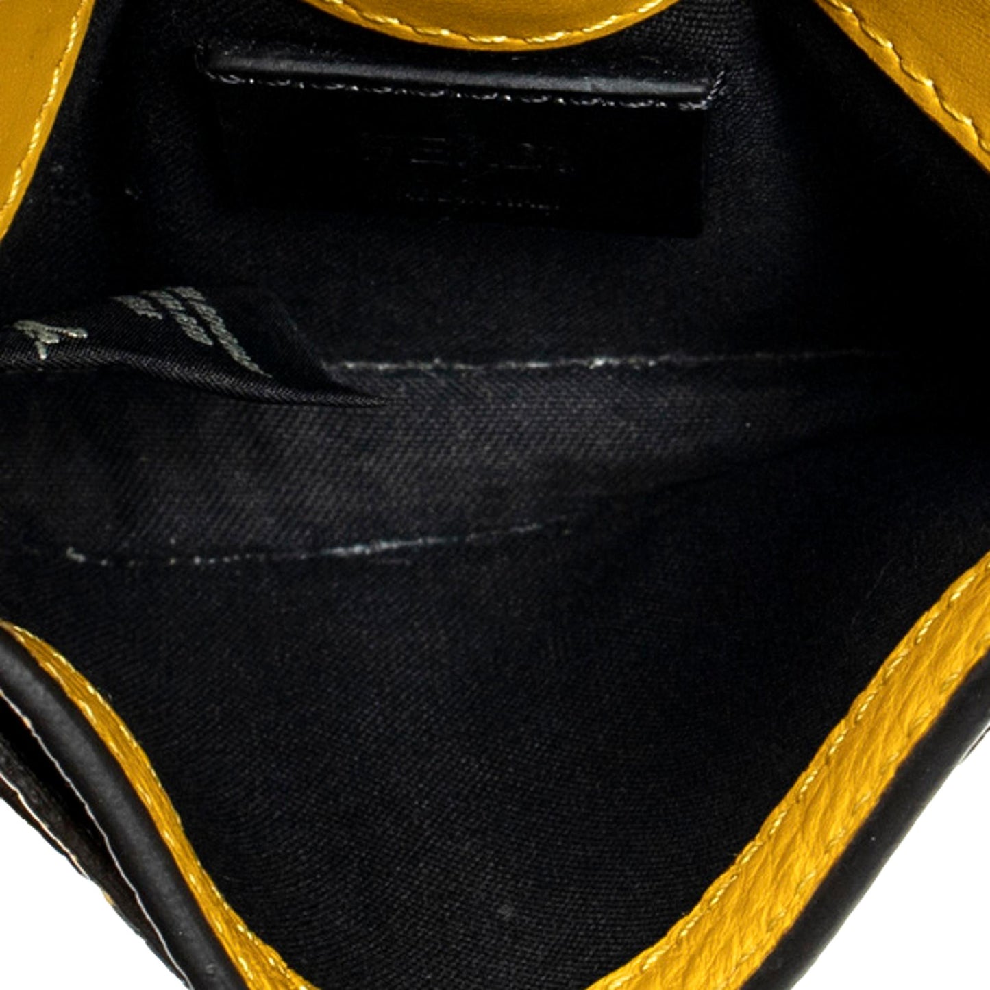 Fendi Micro Baguette Sunflower Yellow Grain Leather Mini Crossbody Bag