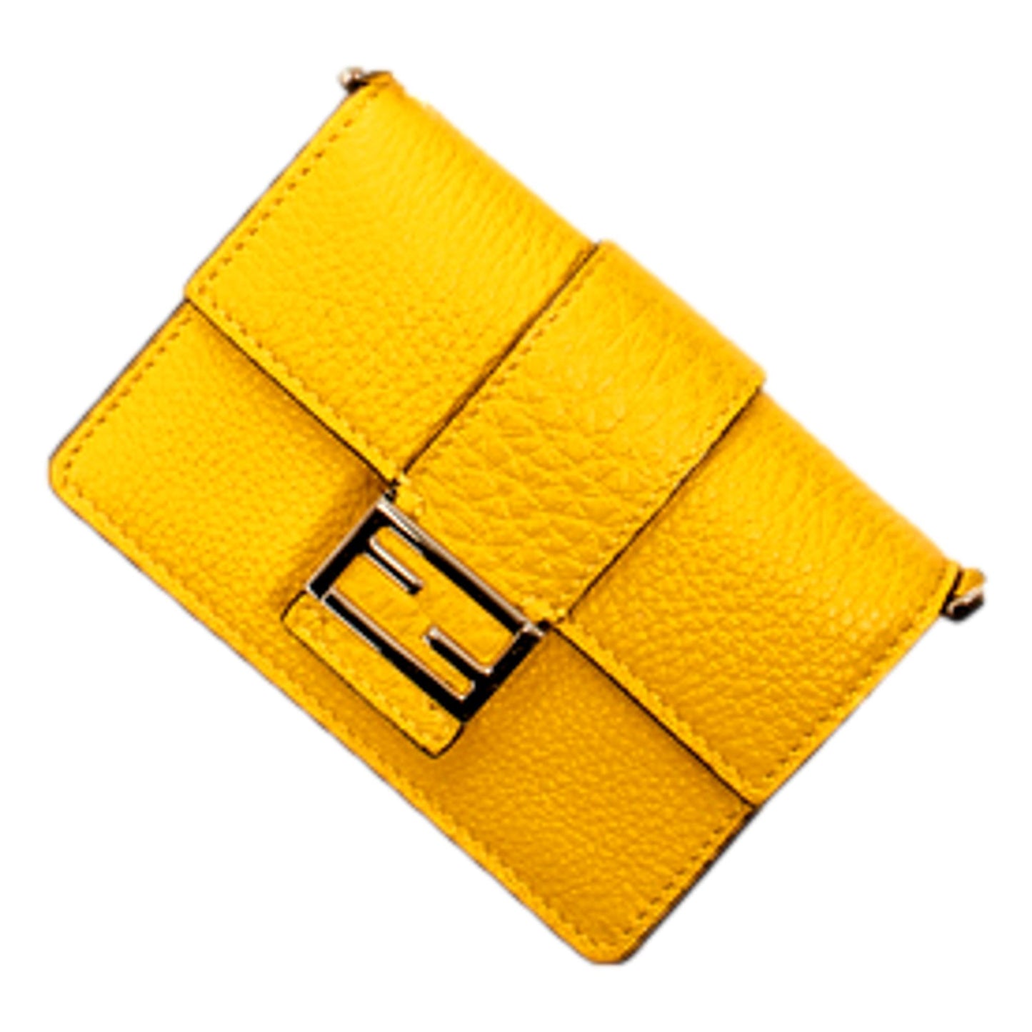 Fendi Micro Baguette Sunflower Yellow Grain Leather Mini Crossbody Bag