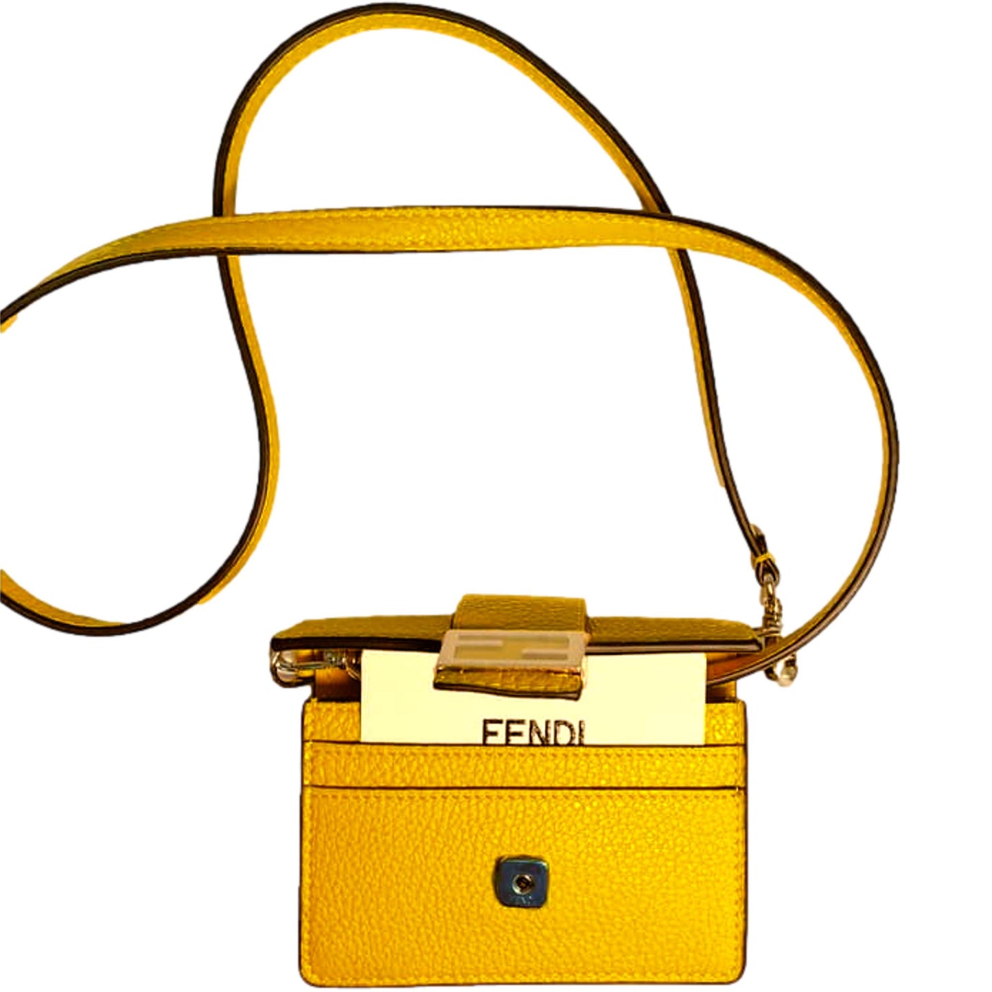 Fendi Micro Baguette Sunflower Yellow Grain Leather Mini Crossbody Bag