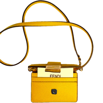 Fendi Micro Baguette Sunflower Yellow Grain Leather Mini Crossbody Bag