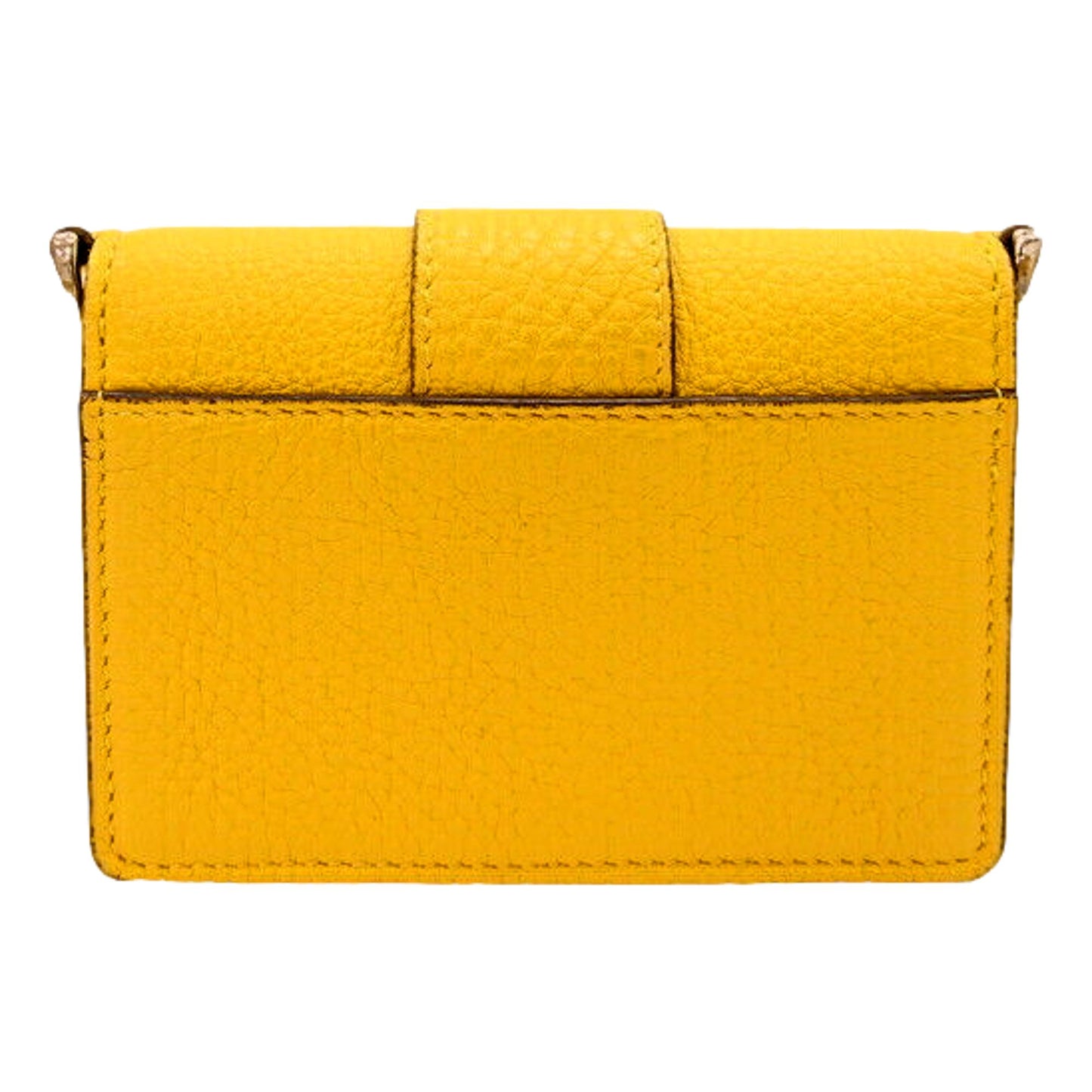 Fendi Micro Baguette Sunflower Yellow Grain Leather Mini Crossbody Bag