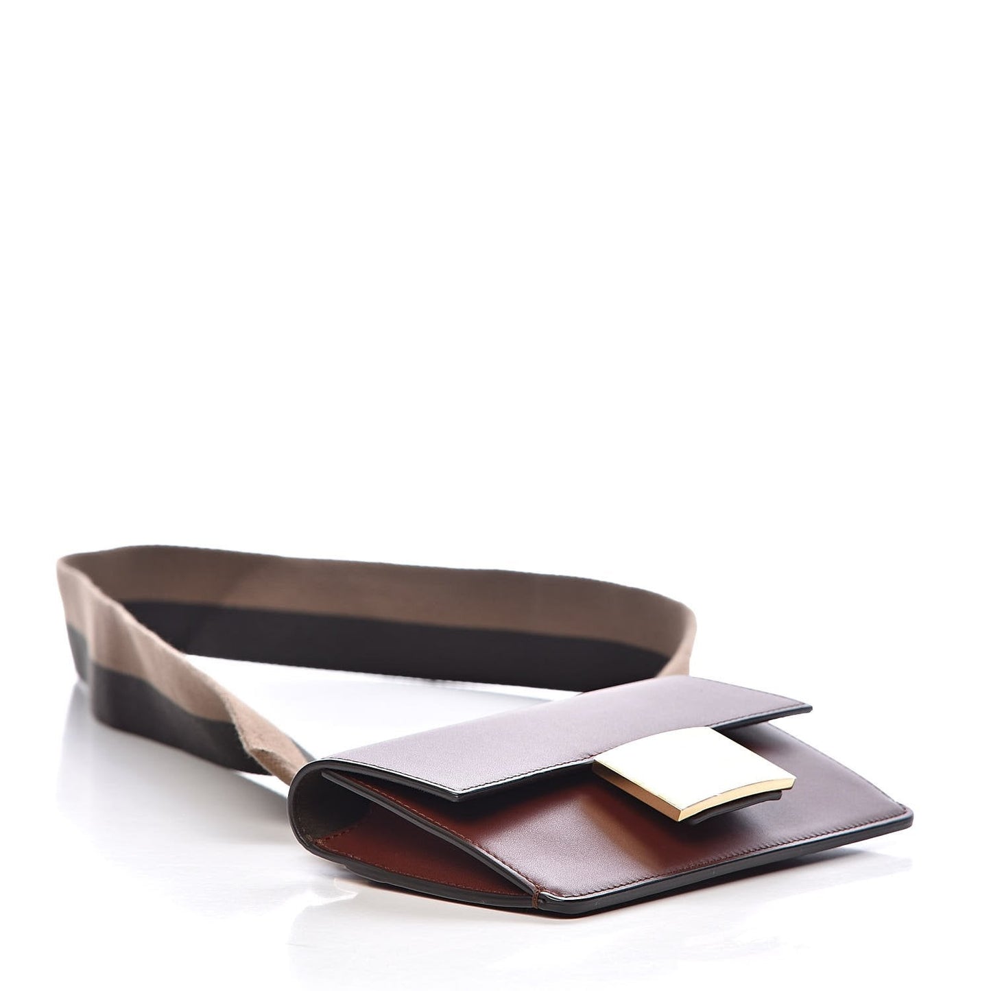 Fendi Baguette Brown Calfskin Leather Flat Mini Shoulder Bag 8BS039