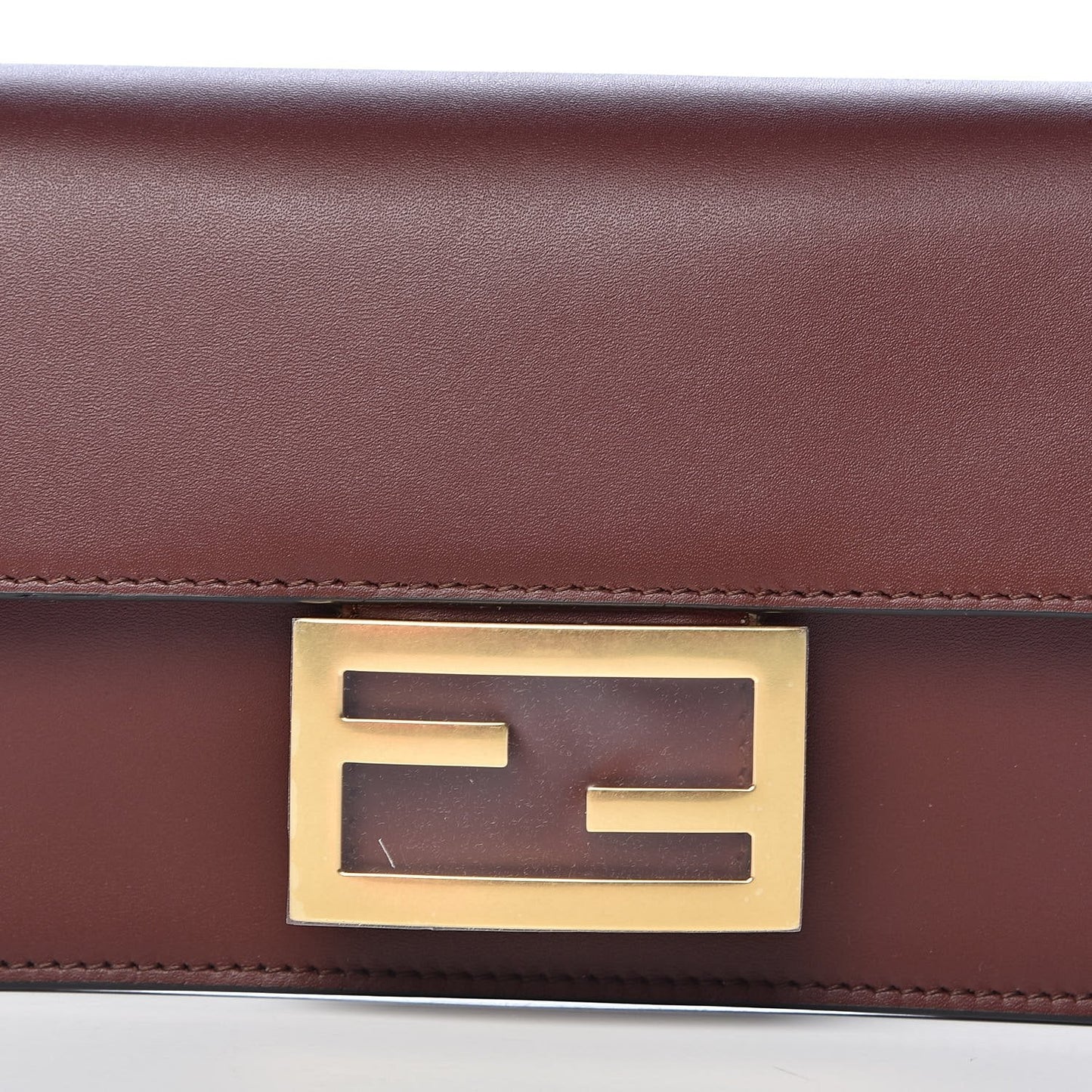Fendi Baguette Brown Calfskin Leather Flat Mini Shoulder Bag 8BS039