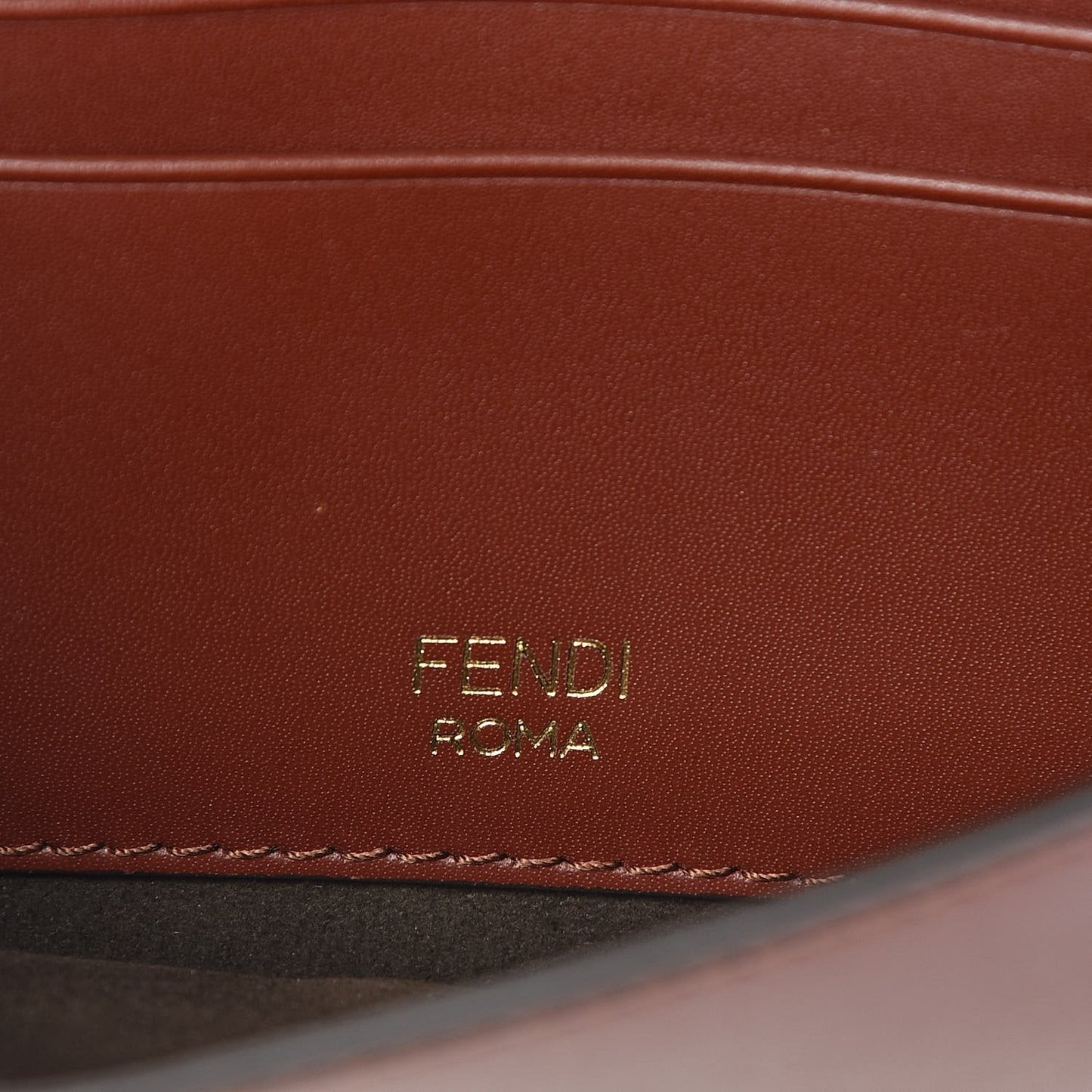 Fendi Baguette Brown Calfskin Leather Flat Mini Shoulder Bag 8BS039