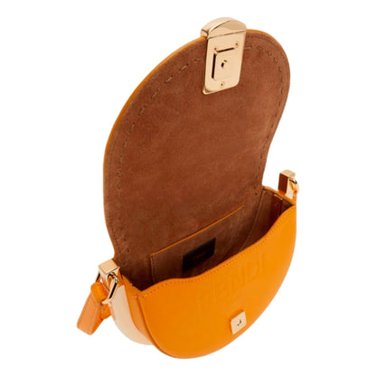 Fendi Moonlight Clementine Orange Leather Satchel Crossbody Bag