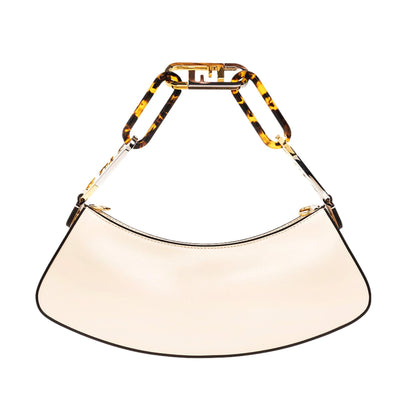 Fendi O'Lock Swing Ivory Calfskin Leather Shoulder Bag