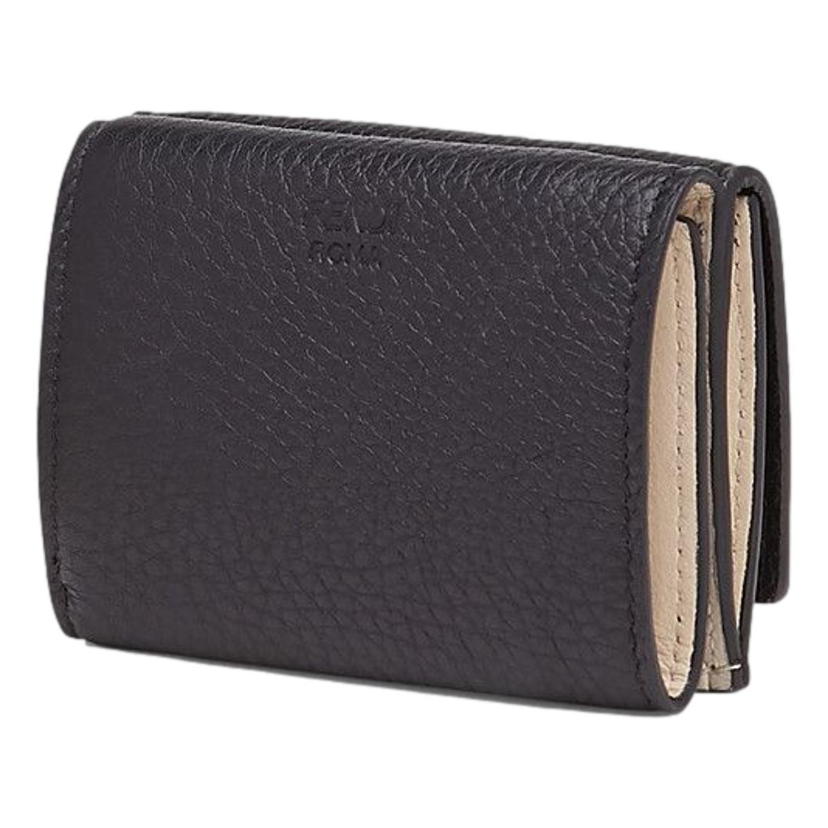 Fendi Peekaboo Calf Leather Black Micro Trifold Wallet 8M0415