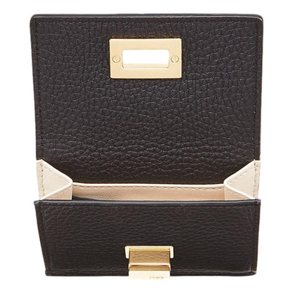 Fendi Peekaboo Calf Leather Black Micro Trifold Wallet 8M0415