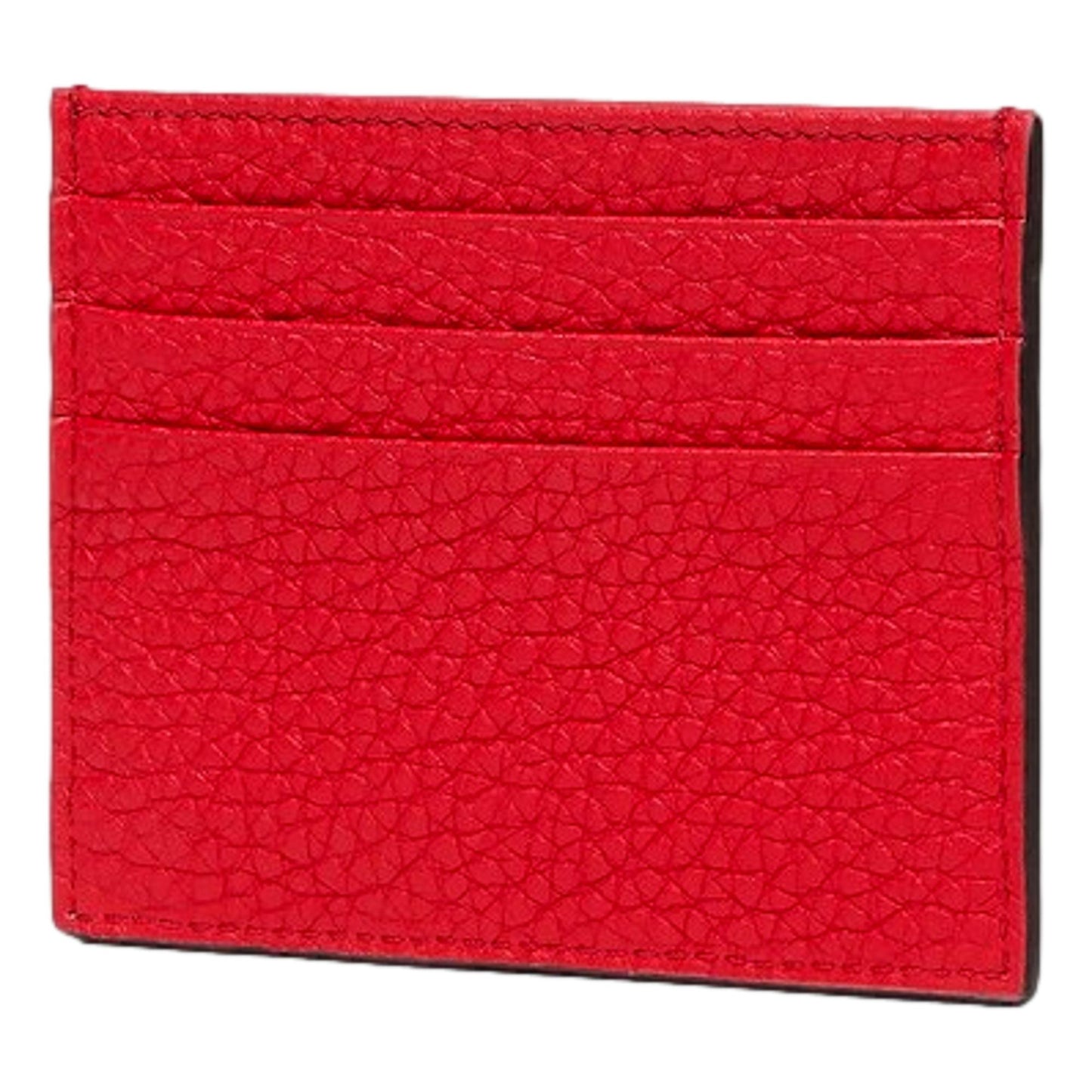 Fendi Red Calfskin Grained Leather Logo Card Case Wallet 7M0164