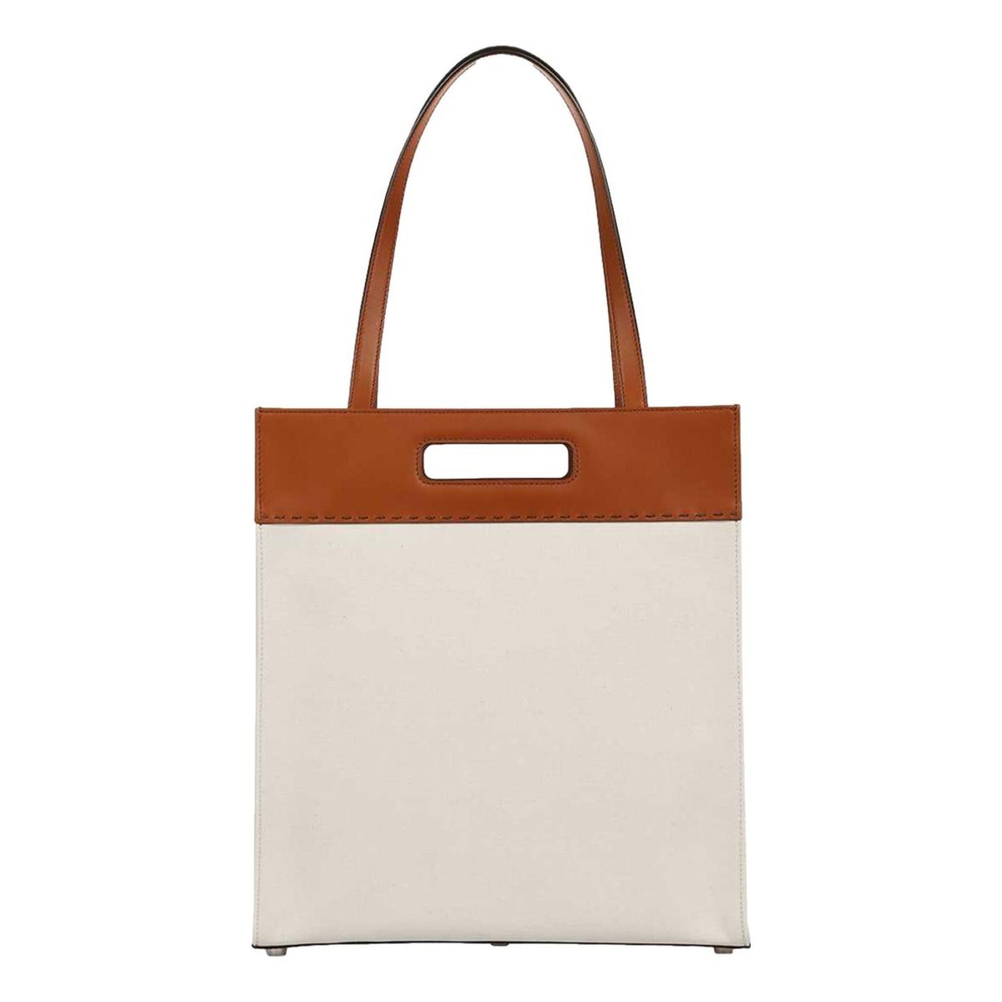 Fendi Roma Brand Embroidered Canvas And Leather Tote Bag