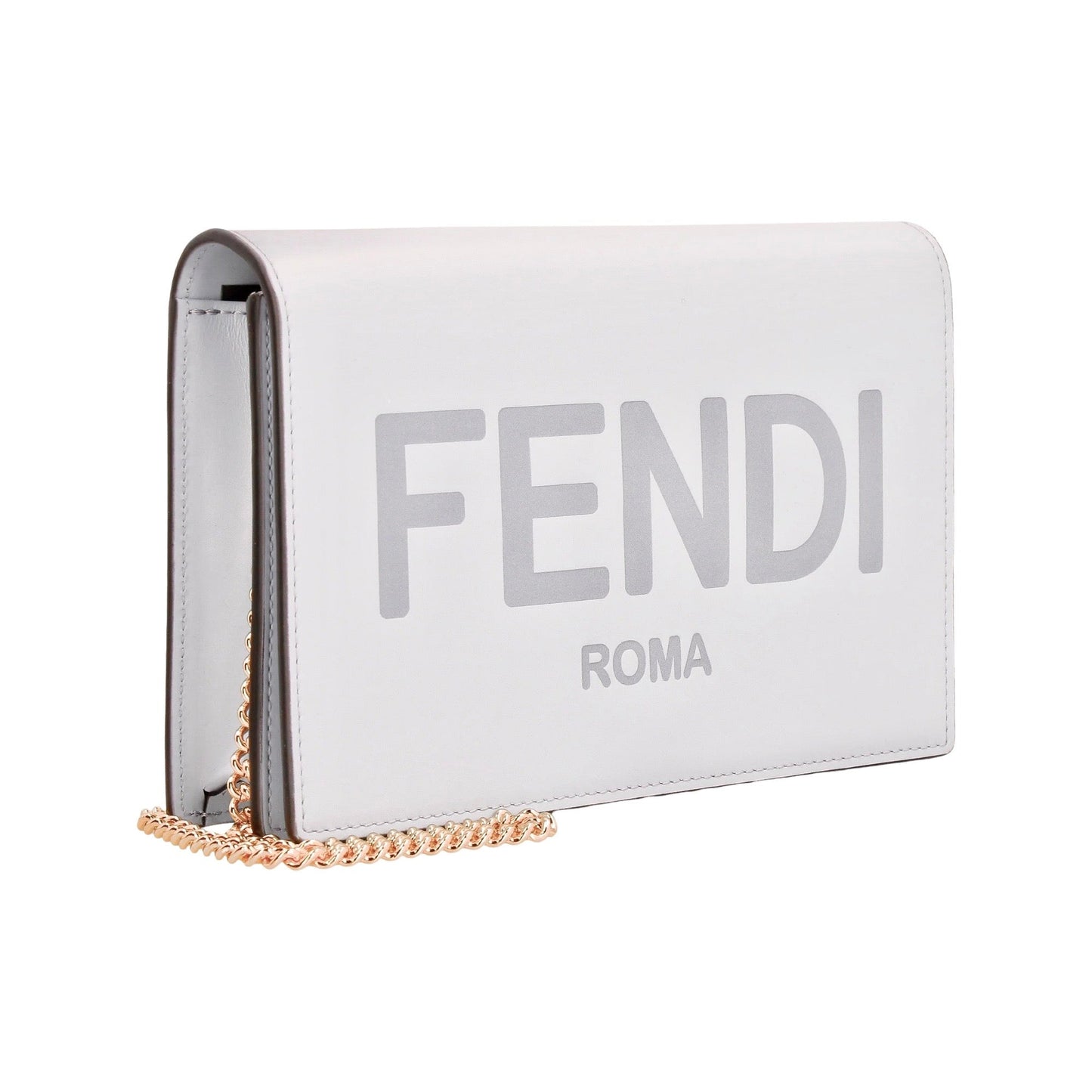 Fendi Roma Ghiaia Smooth Calf Leather Chain Wallet Clutch Bag