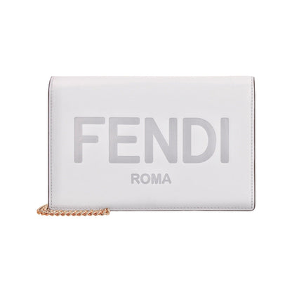 Fendi Roma Ghiaia Smooth Calf Leather Chain Wallet Clutch Bag