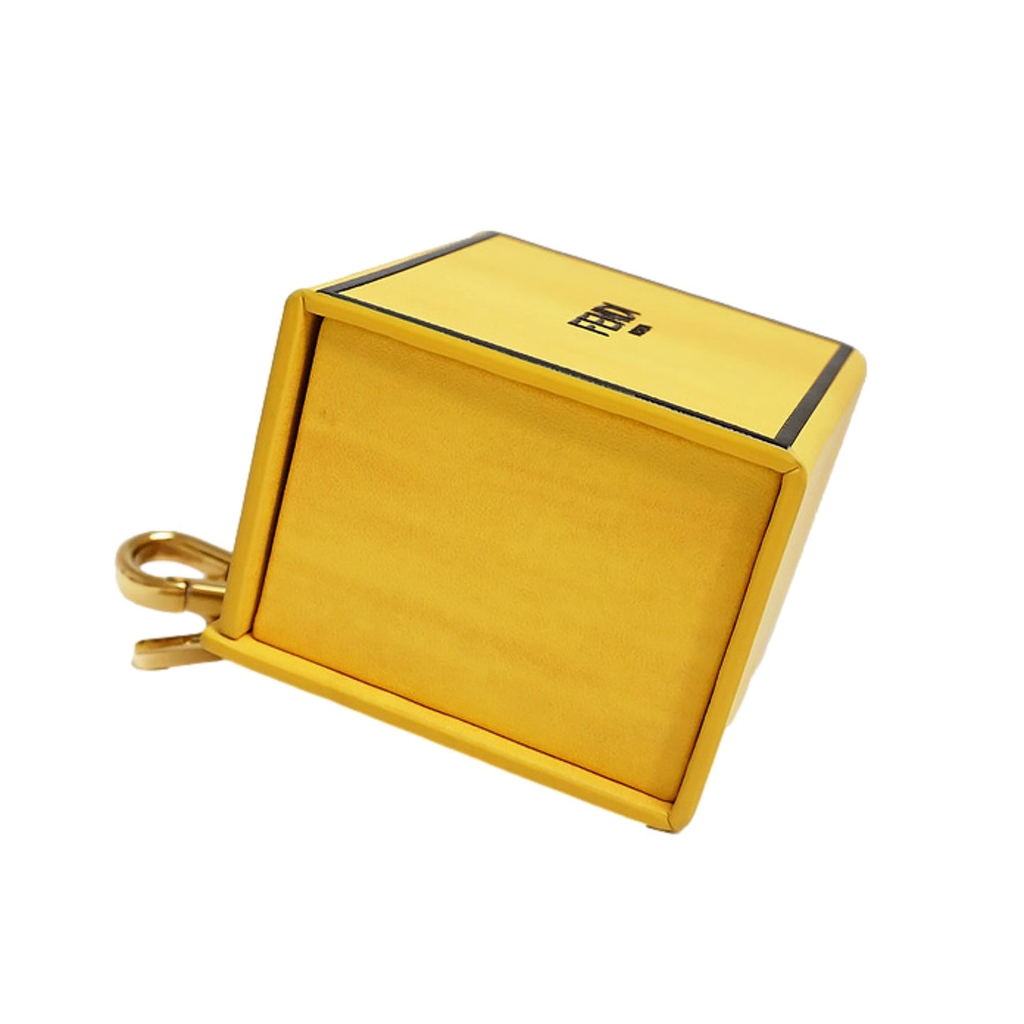 Fendi Roma Mini Box Yellow Leather Key Ring Charm
