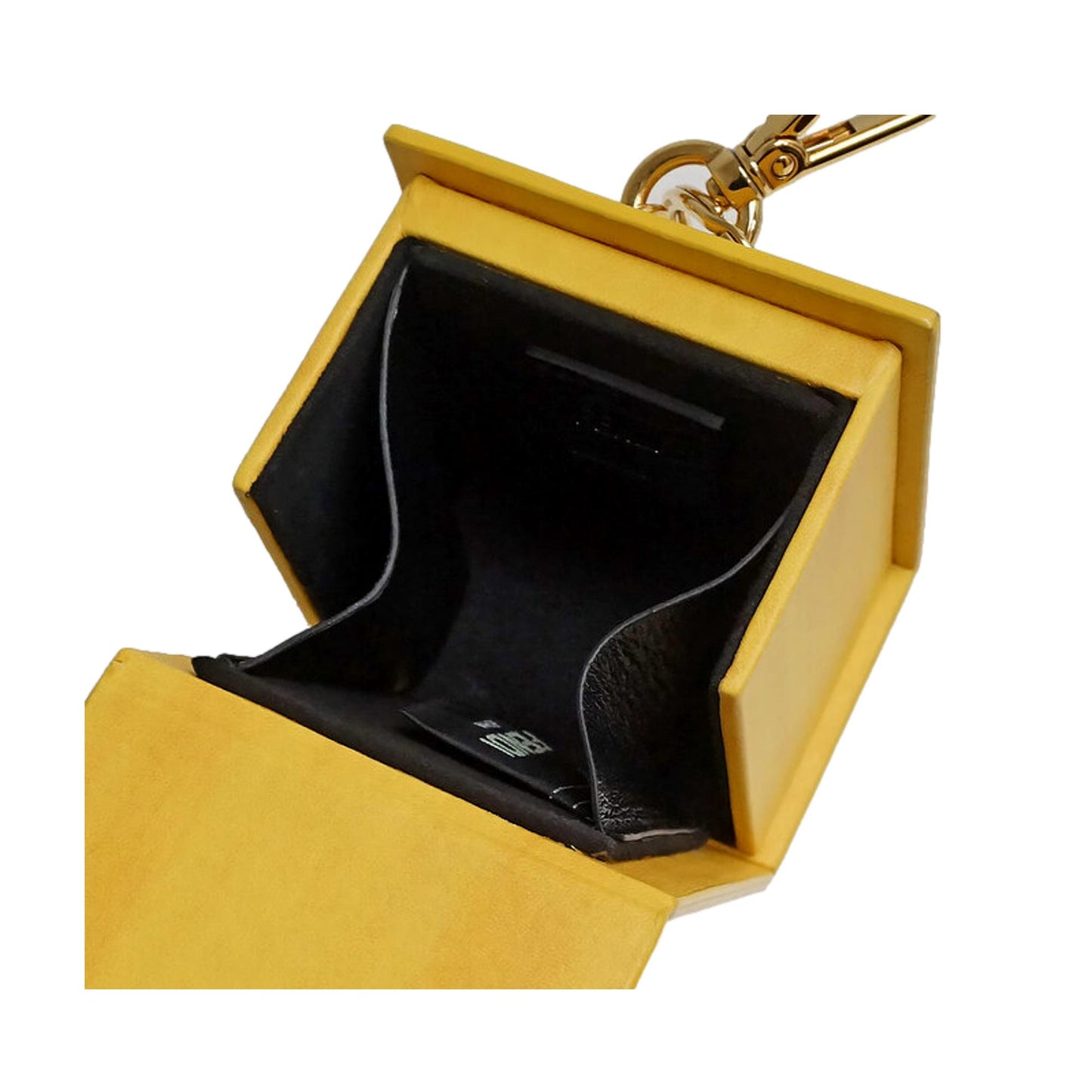 Fendi Roma Mini Box Yellow Leather Key Ring Charm