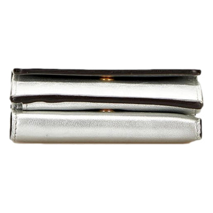 Fendi Roma Silver Metallic Calf Leather Micro Trifold Wallet