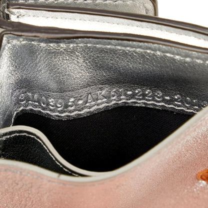Fendi Roma Silver Metallic Calf Leather Micro Trifold Wallet