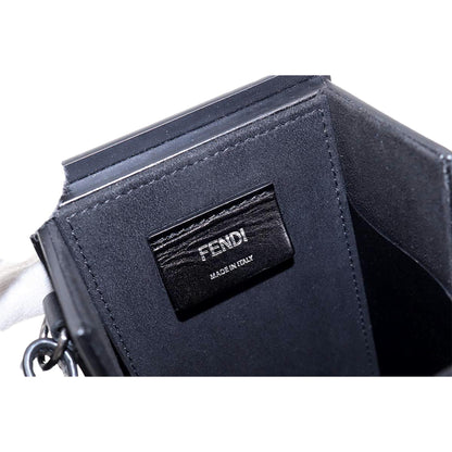 Fendi Roma Vertical Box Black Leather Shoulder Bag