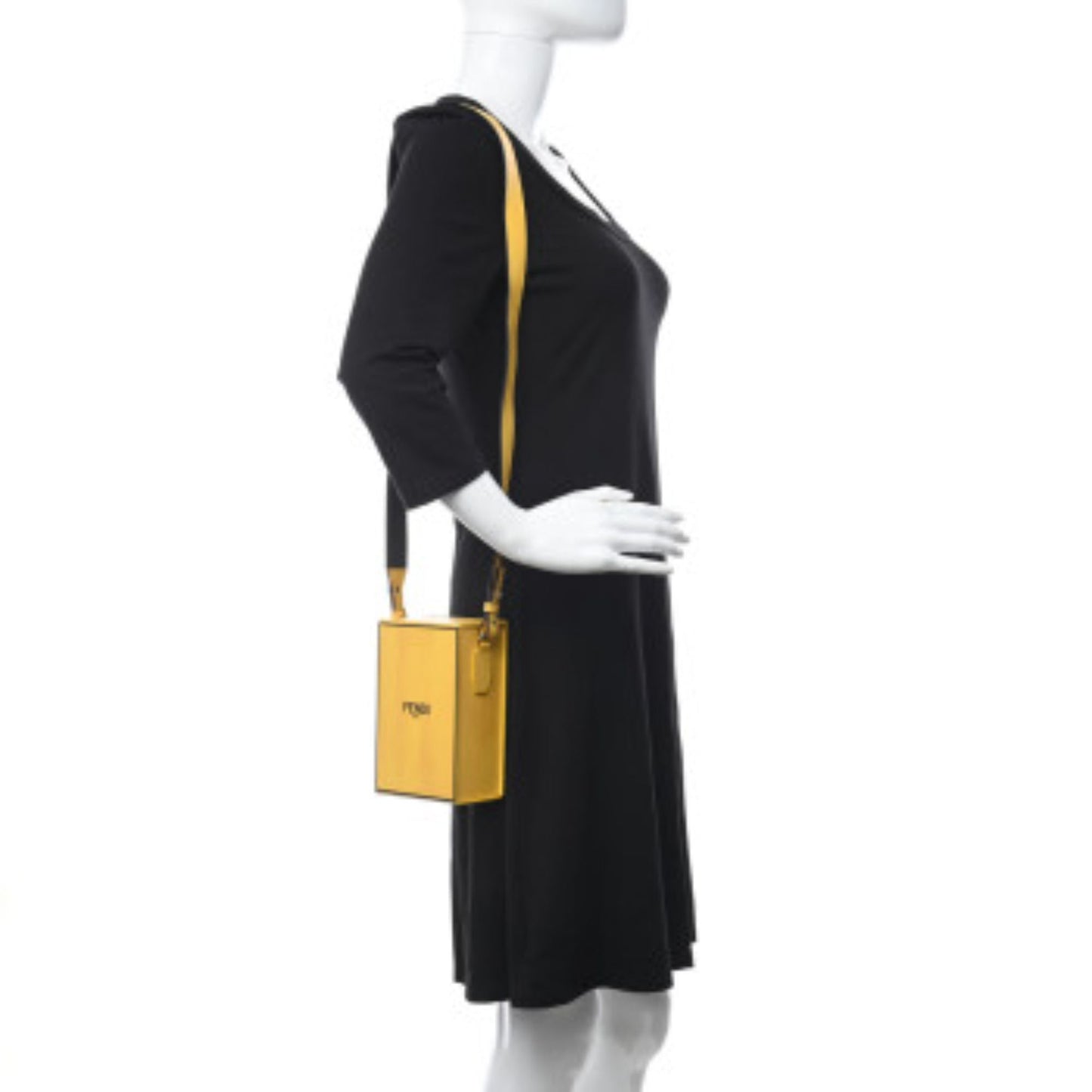 Fendi Roma Vertical Box Yellow Leather Shoulder Bag 7VA519