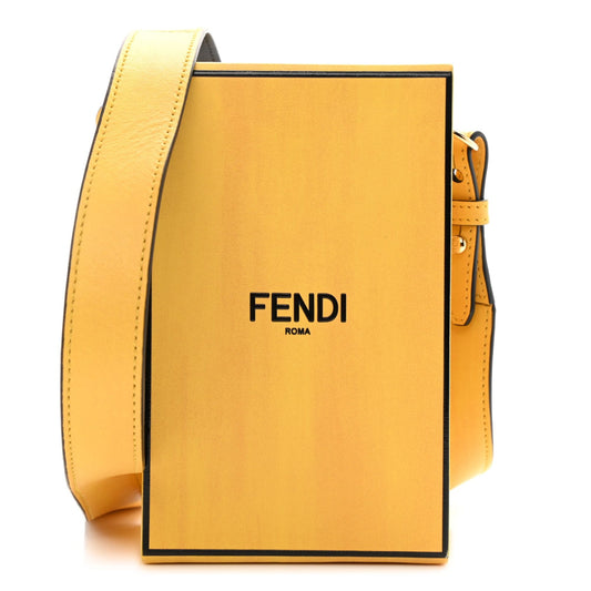 Fendi Roma Vertical Box Yellow Leather Shoulder Bag 7VA519