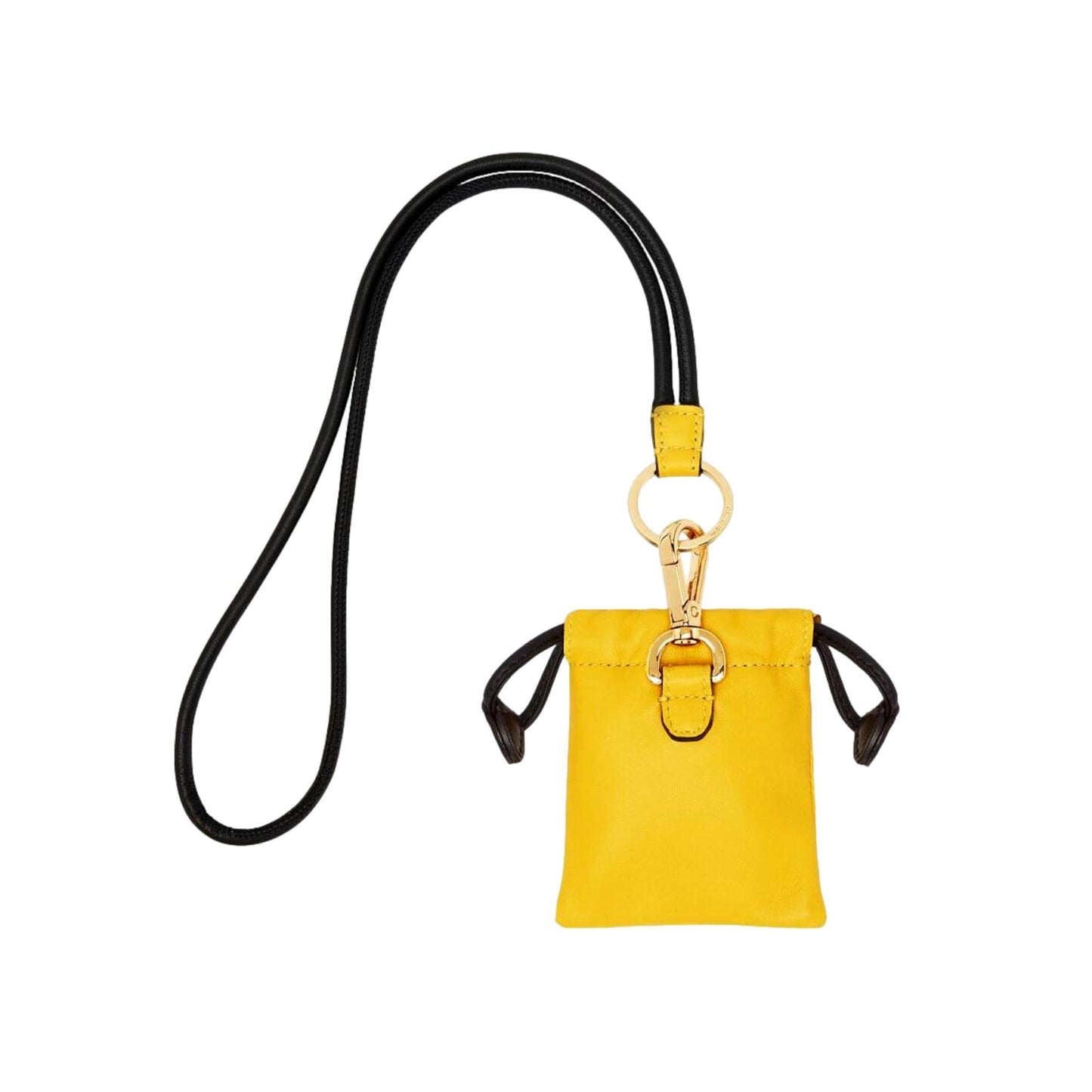 Fendi Roma Yellow Leather Lanyard Drawstring Pouch 7AR897