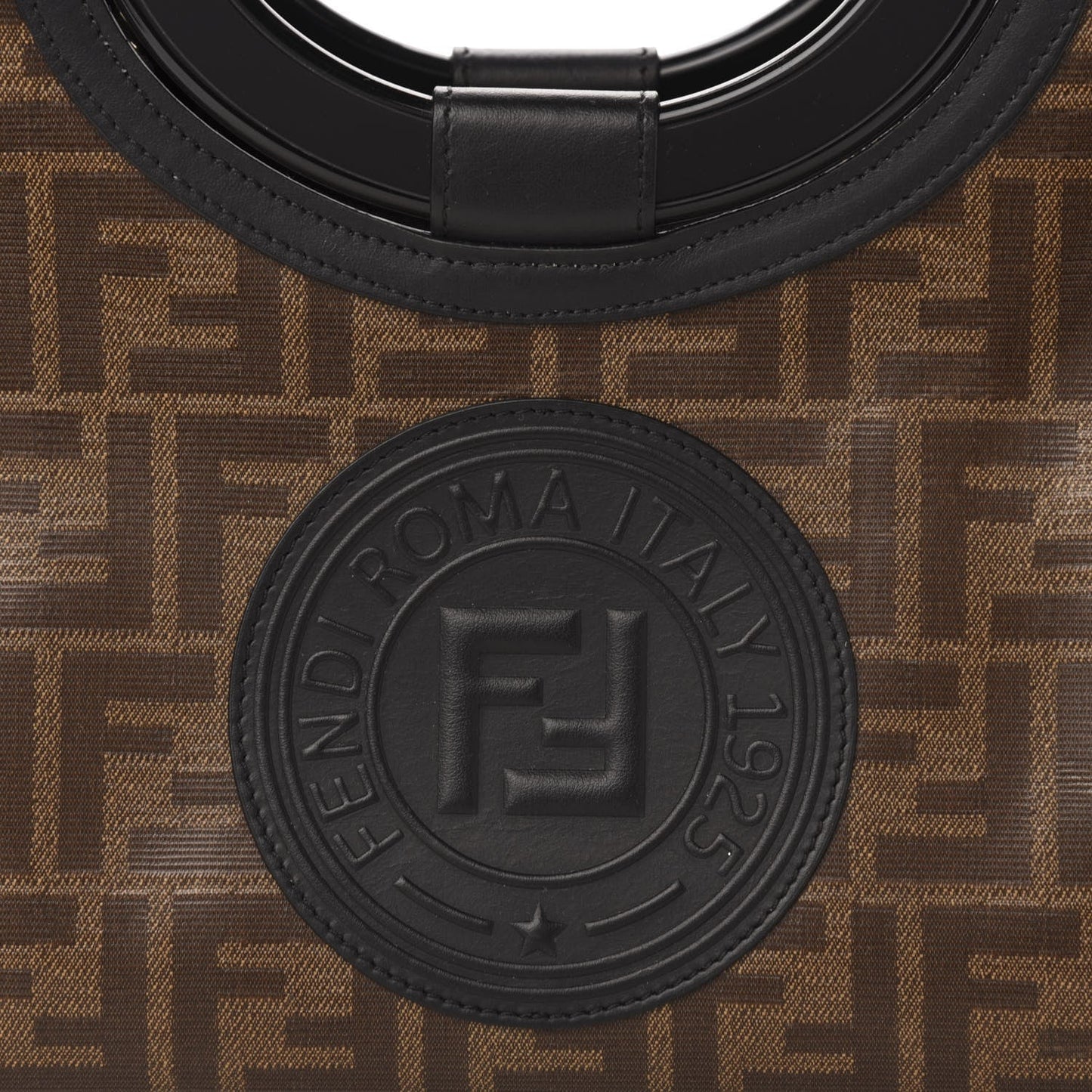 Fendi Runaway Glazed Canvas 1974 FF Stamp Small Shoulder Bag