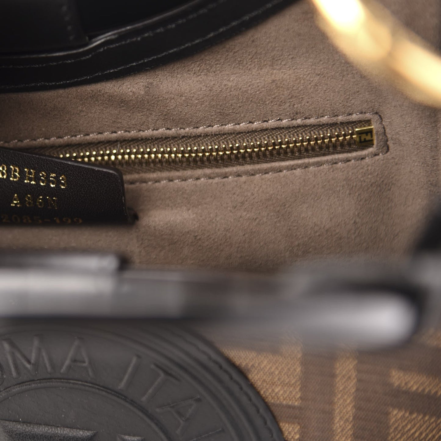 Fendi Runaway Glazed Canvas 1974 FF Stamp Small Shoulder Bag