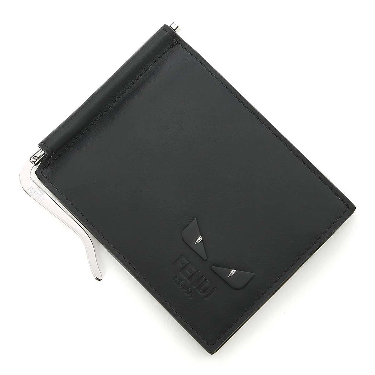 Fendi See You Bugs Black Smooth Calf Leather Money Clip Bifold 7M0281