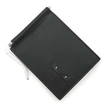 Fendi See You Bugs Black Smooth Calf Leather Money Clip Bifold 7M0281