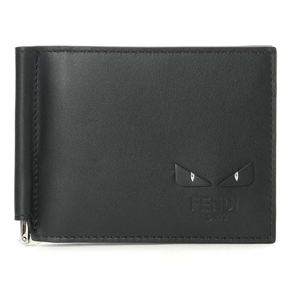Fendi See You Bugs Black Smooth Calf Leather Money Clip Bifold 7M0281