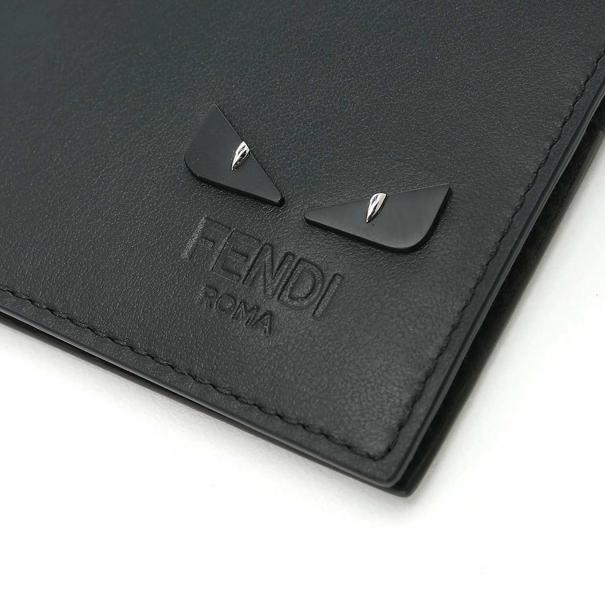 Fendi See You Bugs Black Smooth Calf Leather Money Clip Bifold 7M0281