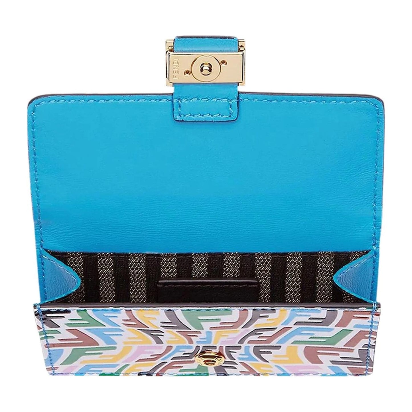 Fendi Vertigo Baguette Multicolor Leather Card Holder Wallet