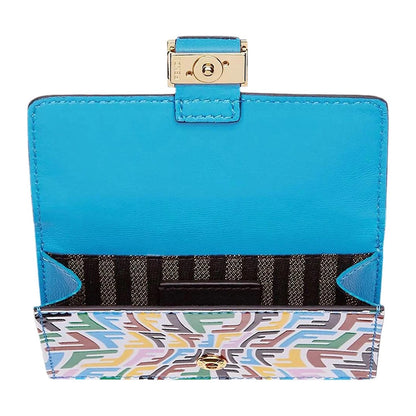 Fendi Vertigo Baguette Multicolor Leather Card Holder Wallet