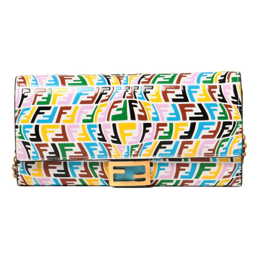 Fendi Vertigo Baguette Multicolor Leather Chain Wallet Bag 8M0365