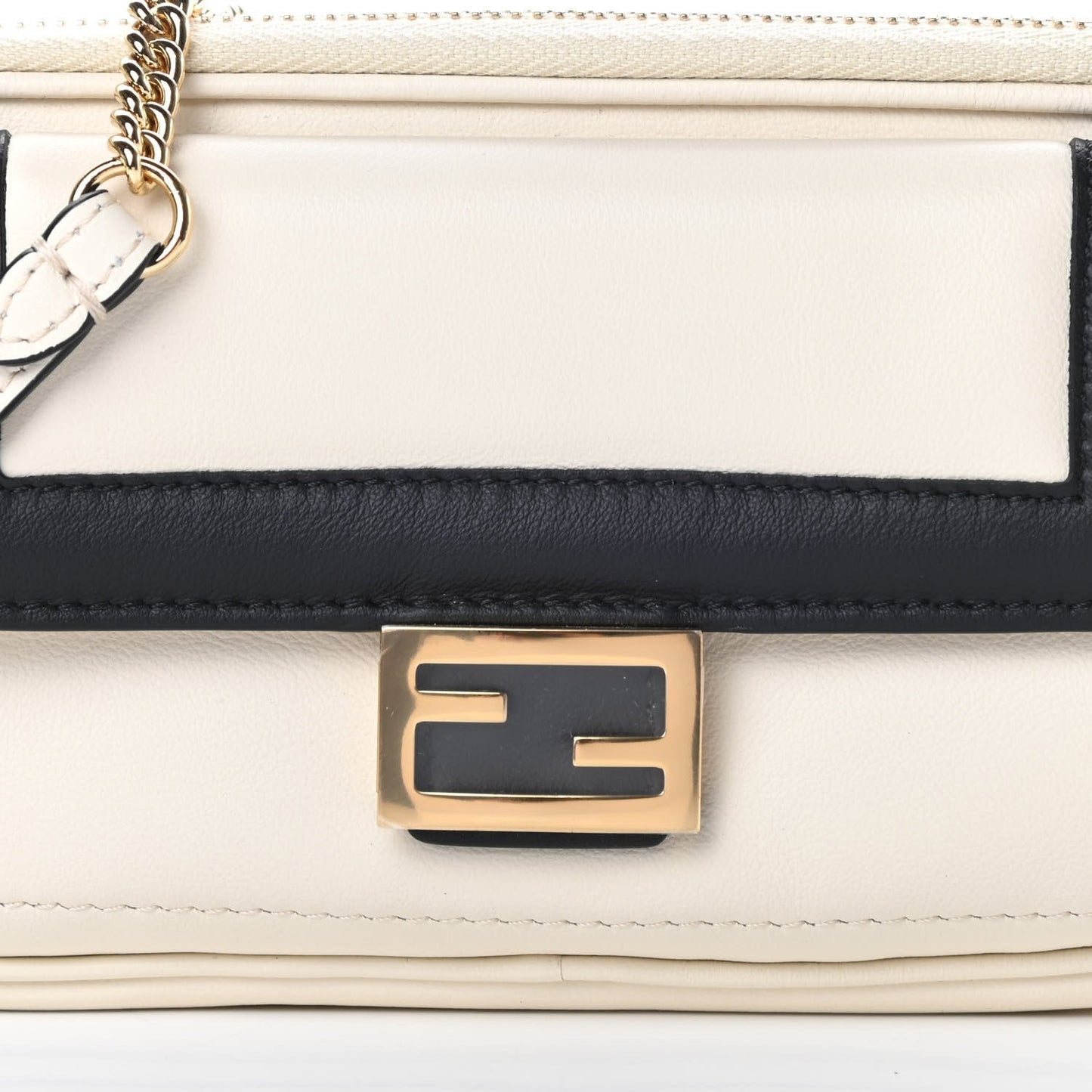 Fendi Vitello Grace Matte Bicolor Easy Baguette Black White