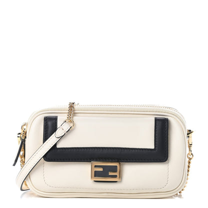 Fendi Vitello Grace Matte Bicolor Easy Baguette Black White
