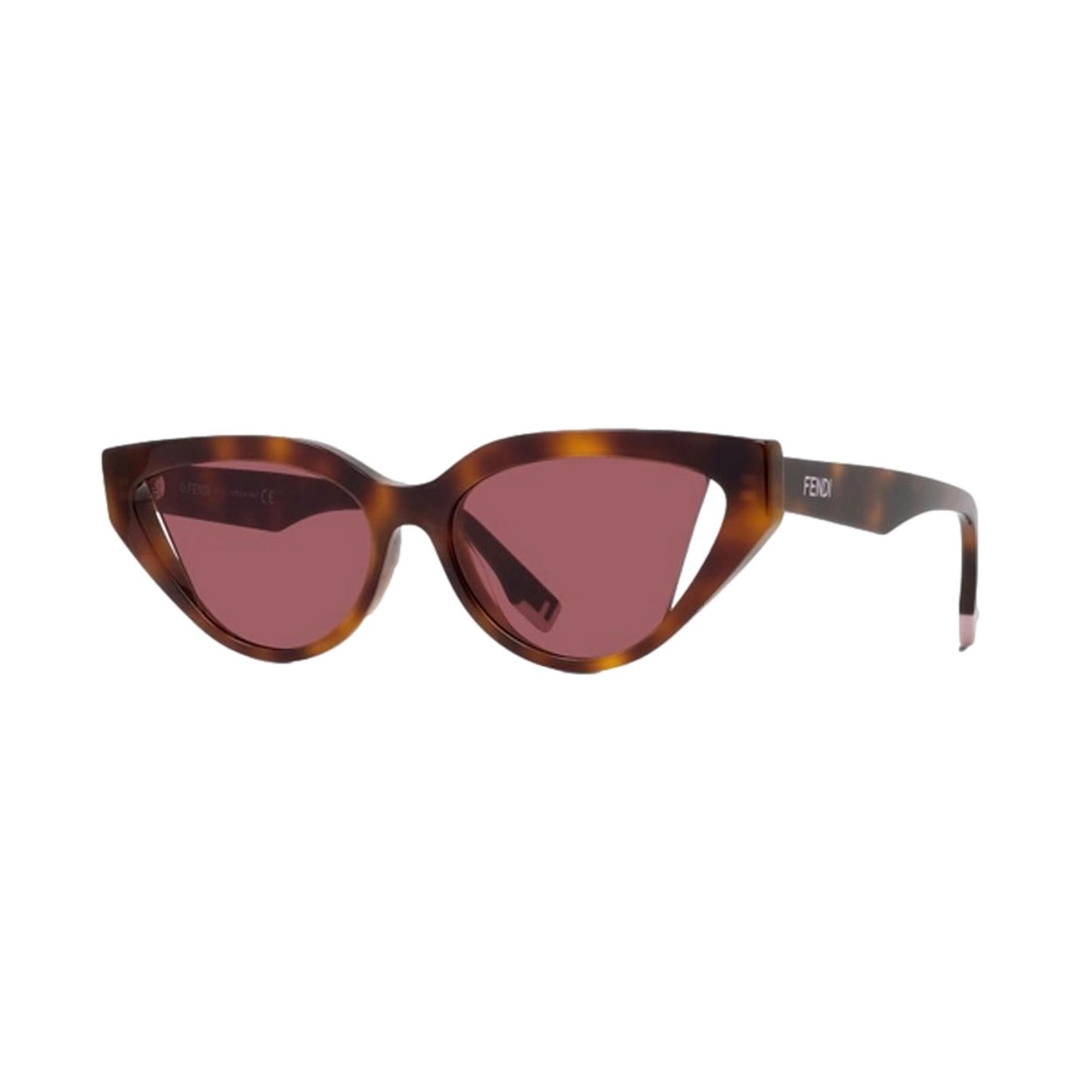 Fendi By The Way Pink Lenses Tortoise Shell Acetate Cat Eye Frame Sunglasses