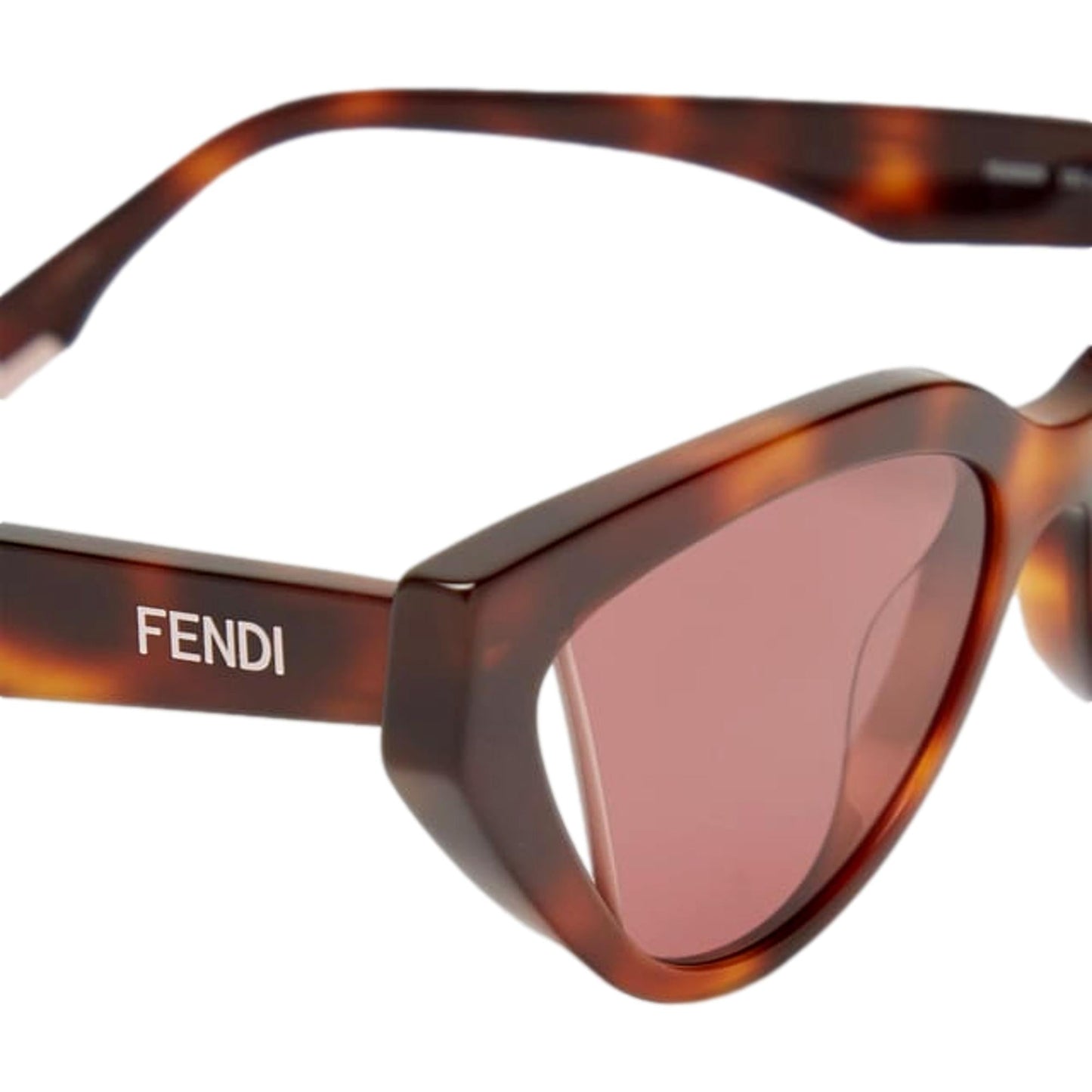 Fendi By The Way Pink Lenses Tortoise Shell Acetate Cat Eye Frame Sunglasses