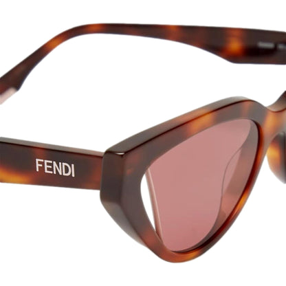 Fendi By The Way Pink Lenses Tortoise Shell Acetate Cat Eye Frame Sunglasses