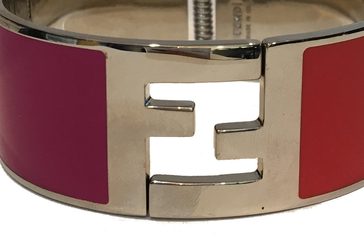 Fendi Double F Fuchsia/Orange Clic Clac Metal Cuff Bracelet