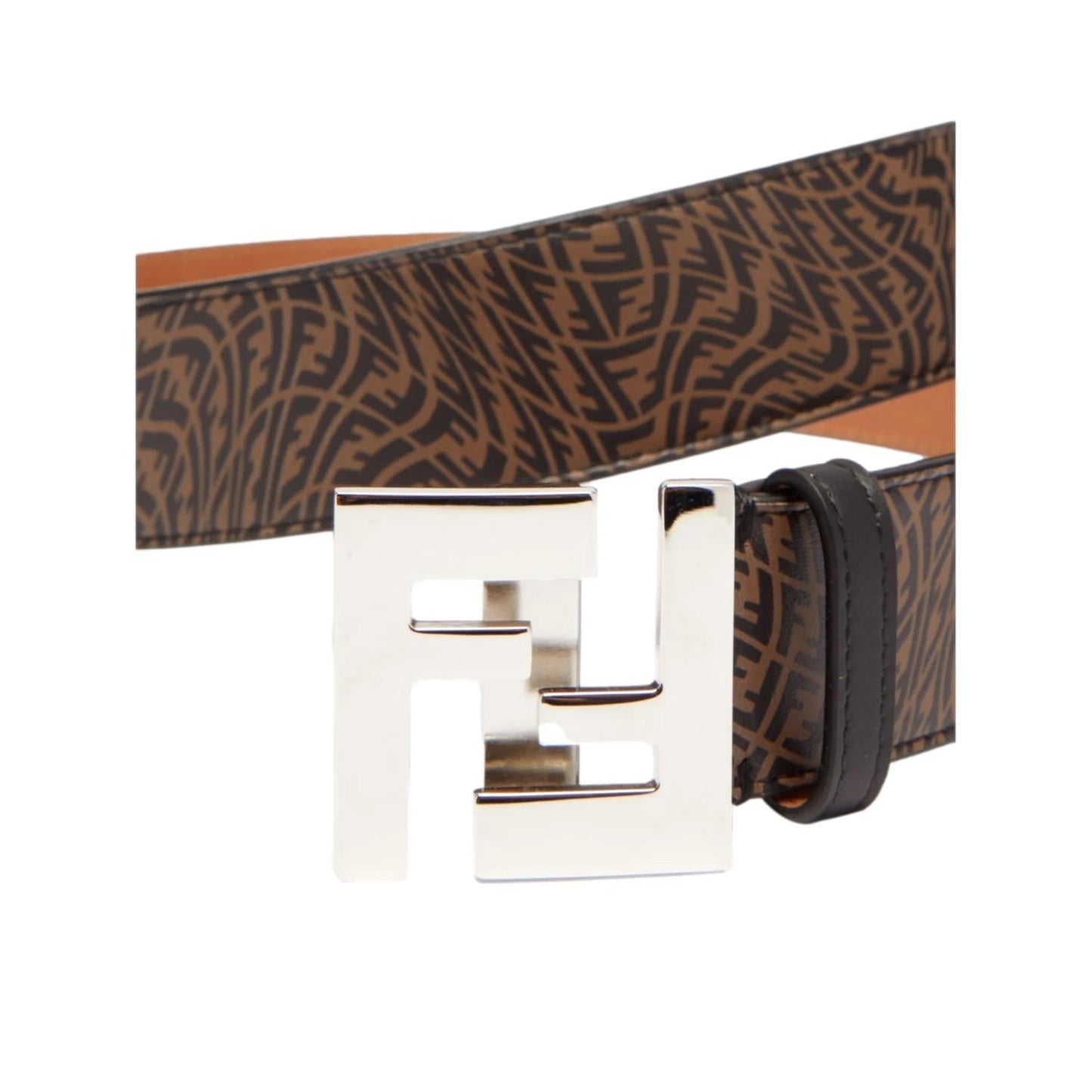 Fendi x Sarah Coleman FF Vertigo Brown Leather Belt 85/34 7C0403