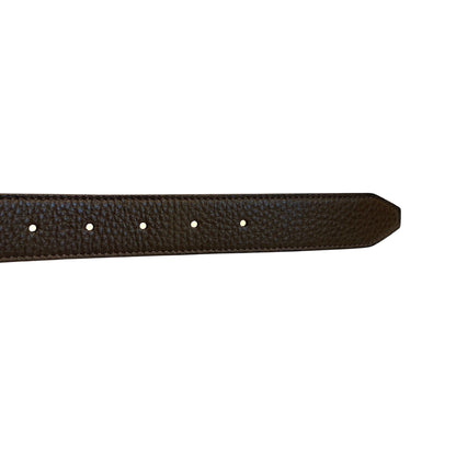 Fendi Mens Yellow Brown Reversible Grained Leather Belt 105
