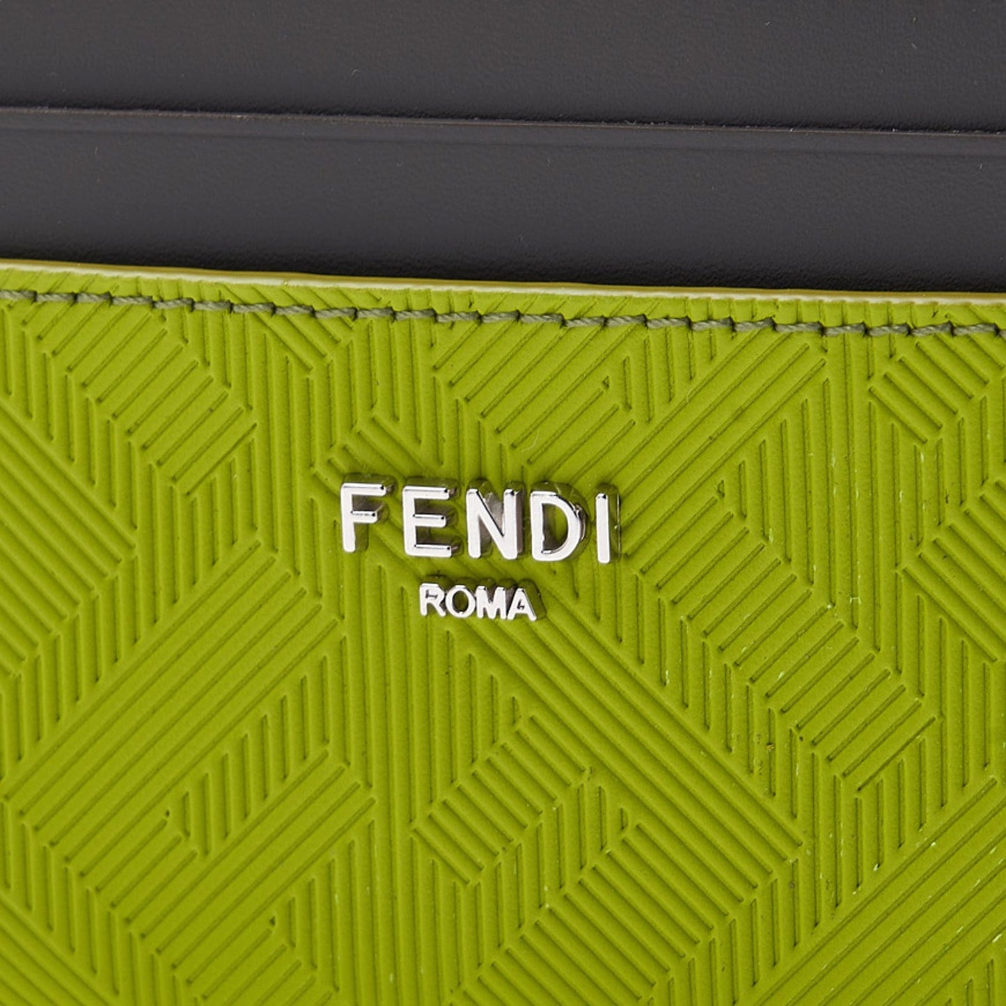 Fendi FF Zucca Cardholder Case Wallet Wasabi Green Gray Calf Leather