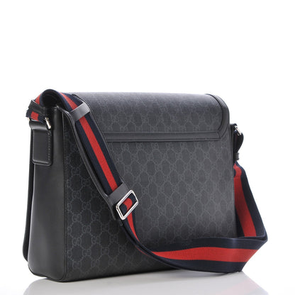 Gucci GG Black Canvas Web Strap Large Messenger Shoulder Bag