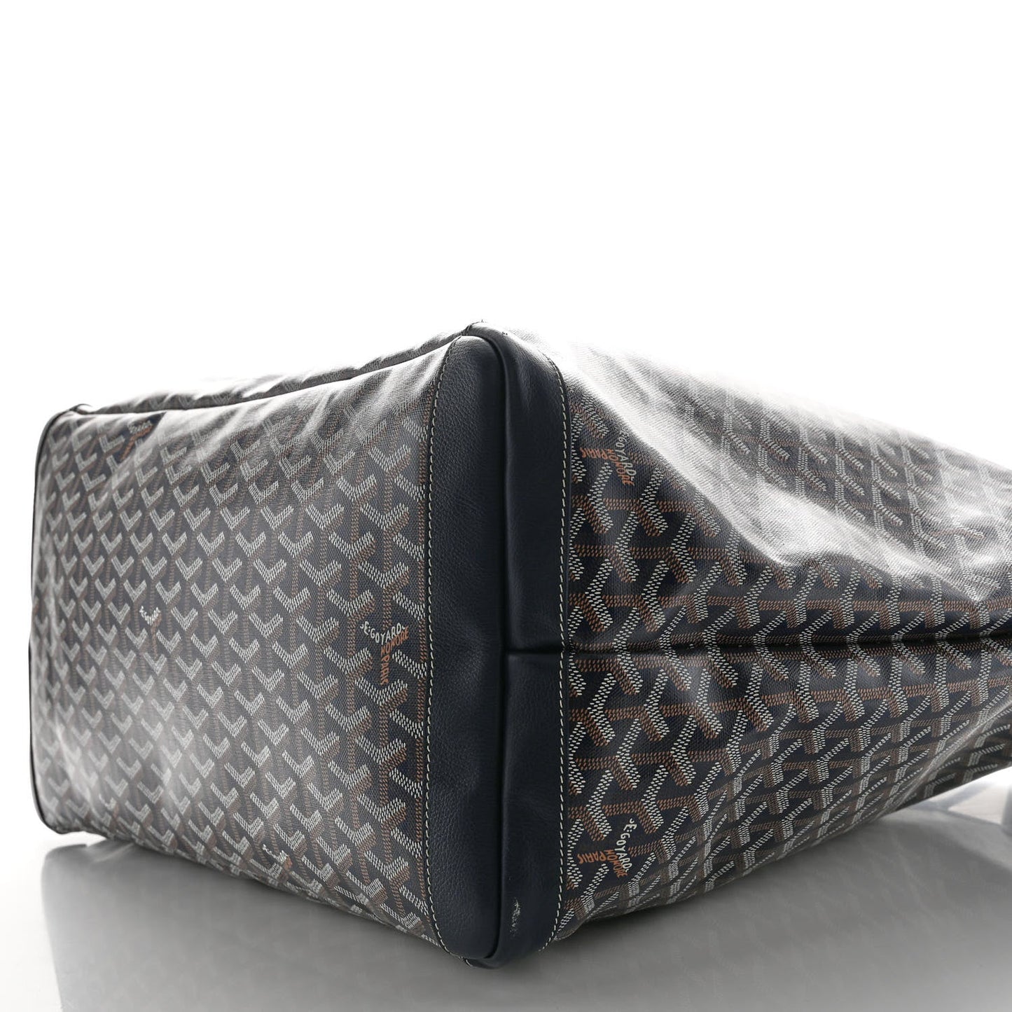 Goyard Artois Womens Shopping Tote Bag Coated Canvas GM Navy Blue