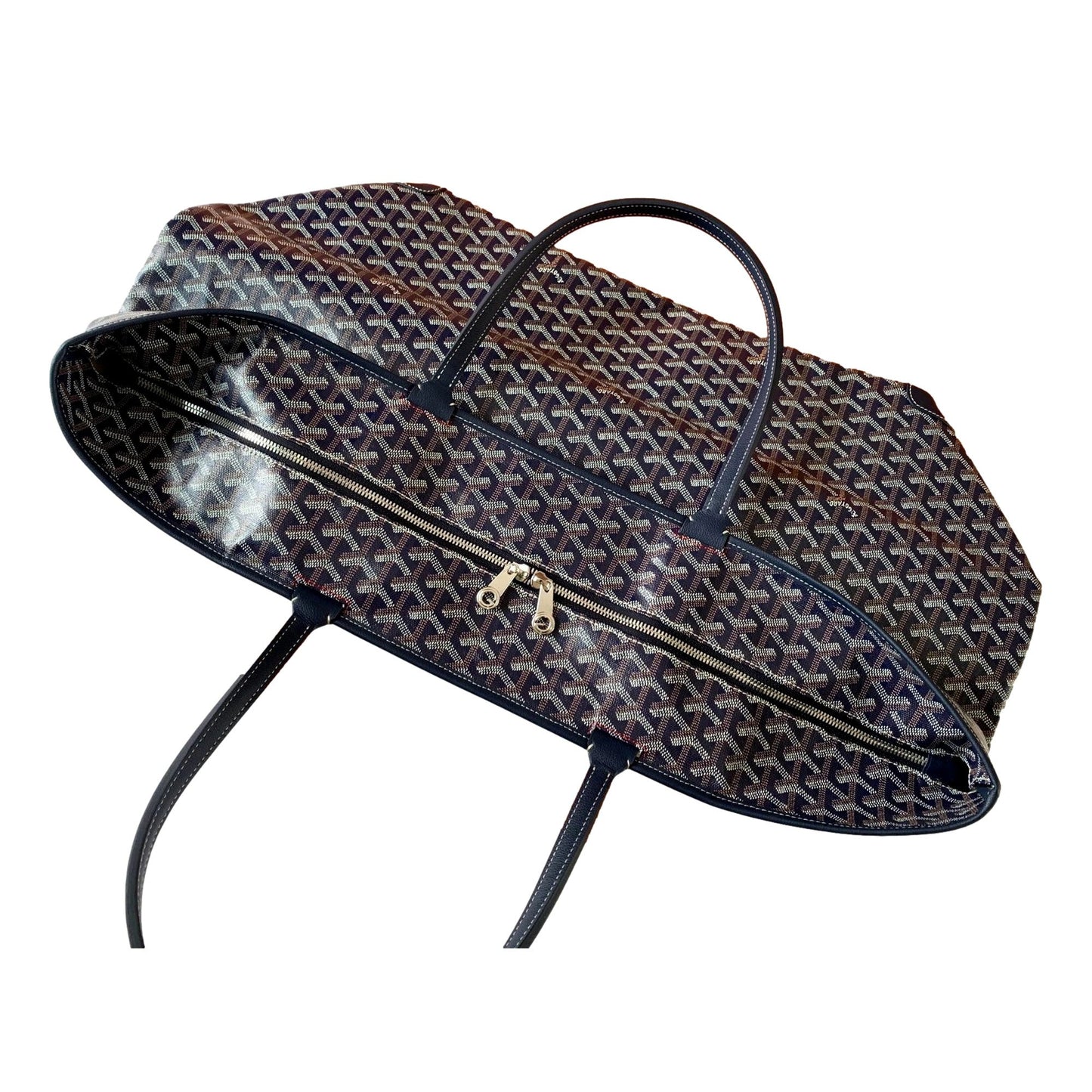 Goyard Artois Womens Shopping Tote Bag Coated Canvas GM Navy Blue