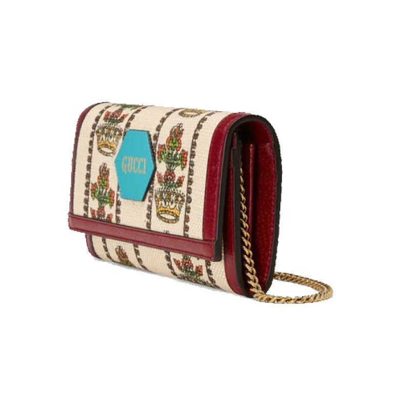 Gucci 100 Centennial Floral Crown Jacquard Wallet On Chain 676305